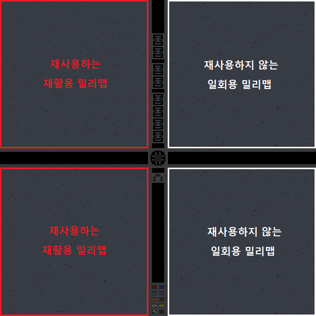 M12T-4 왼쪽 두 곳은 재사용 밀리맵. 오른쪽 두 곳은 일회용 밀리맵. M12T-4 왼쪽 두 곳은 재사용 밀리맵. 오른쪽 두 곳은 일회용 밀리맵.